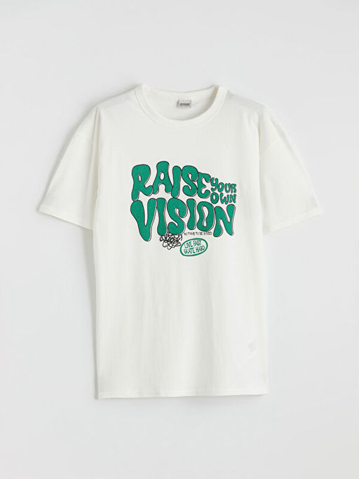 Bisiklet Yaka Bask?l? Erkek ?ocuk Ti??rt