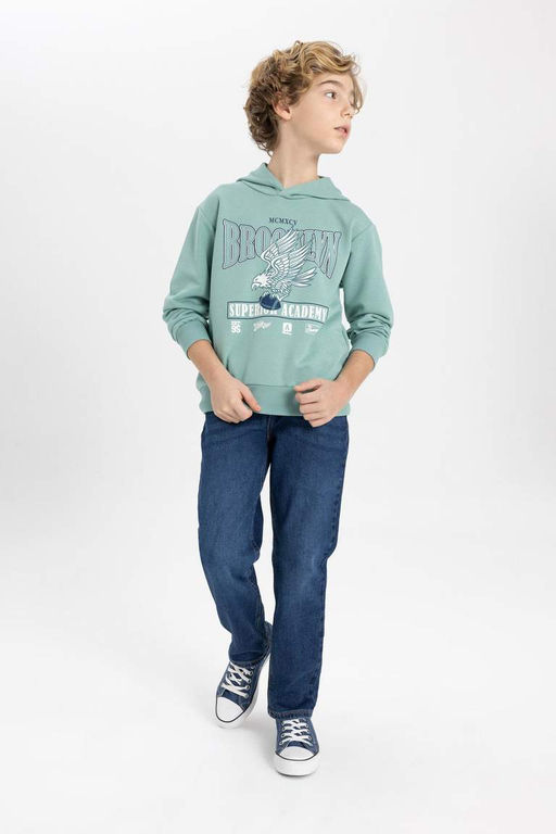 Толстовка с капюшоном и принтом для мальчиков - Defacto фото 2