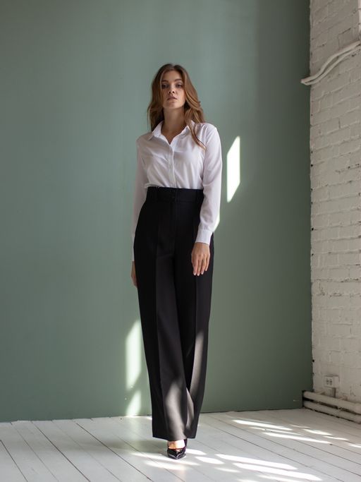 широкие брюки, расклешенные от пояса к низу - Трика фото 3