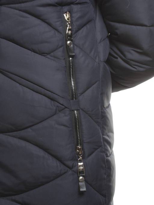 AZ1819HM DK. BLUE Пальто женское зимнее (холоффайбер, натуральный мех чернобурки) - Фабричный китай фото 7