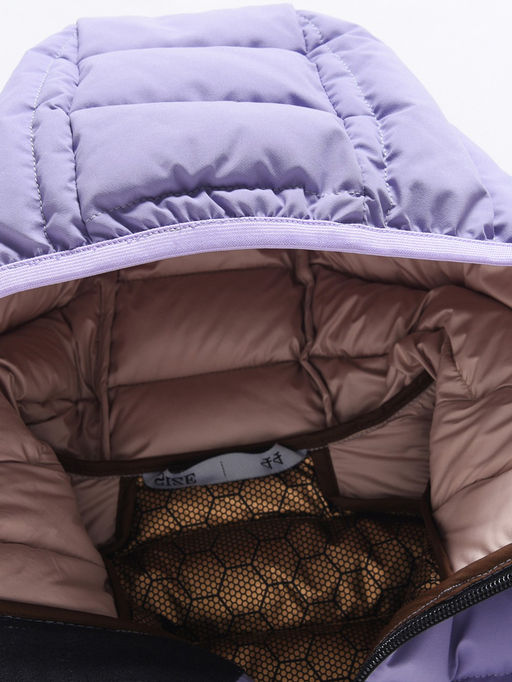 Куртка женская стёганая с капюшоном с графеновой подкладкой сиреневого цвета 9624_1Sn