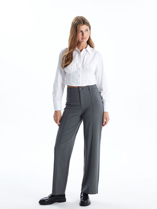 Dar Fit D?z Geni? Pa?a Kad?n Pantolon