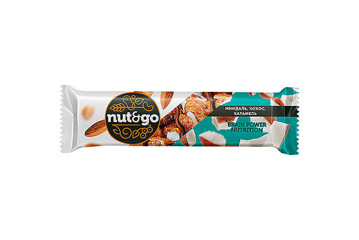 Nut&Go, батончик с миндалём, кокосом, карамелью, 36 г (упаковка 18 шт)