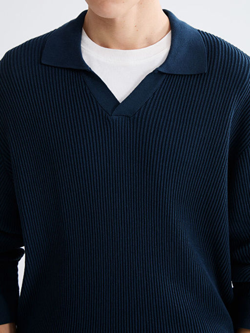 Polo Yaka Erkek Triko Kazak