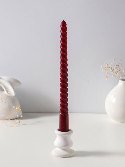 Цена за 2 шт. Свеча витая 25 см (набор 2 шт) 57 гр, 5 ч, цв. бордовый