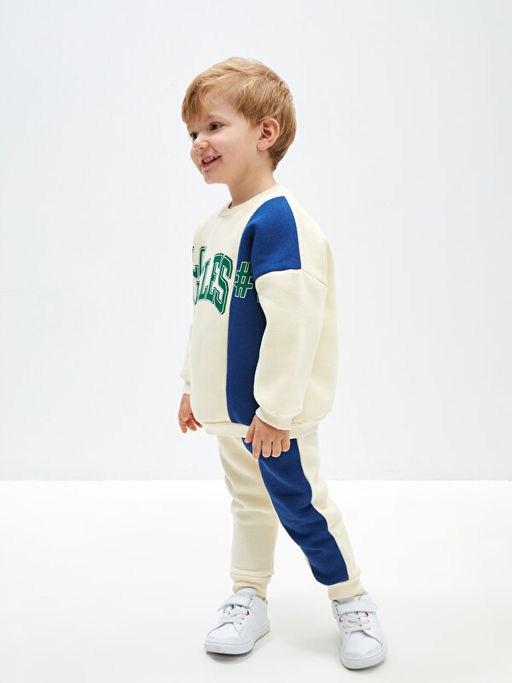 Bisiklet Yaka Bask?l? Erkek Bebek Sweatshirt ve E?ofman Alt 2li - Waikiki фото 2