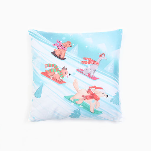 Чехол на подушку Этель Snowboarding dogs 40х40 см, 100% п/э, велюр