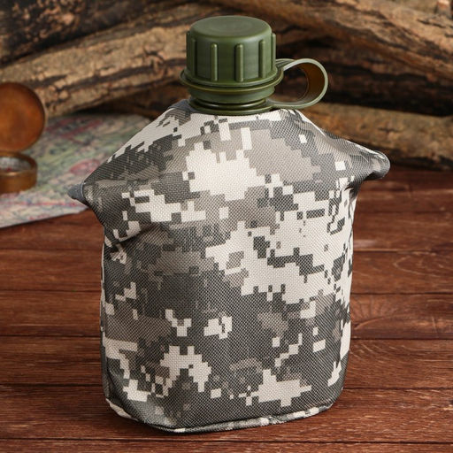 Фляга Командор, пластик 1 л, камуфляж серый