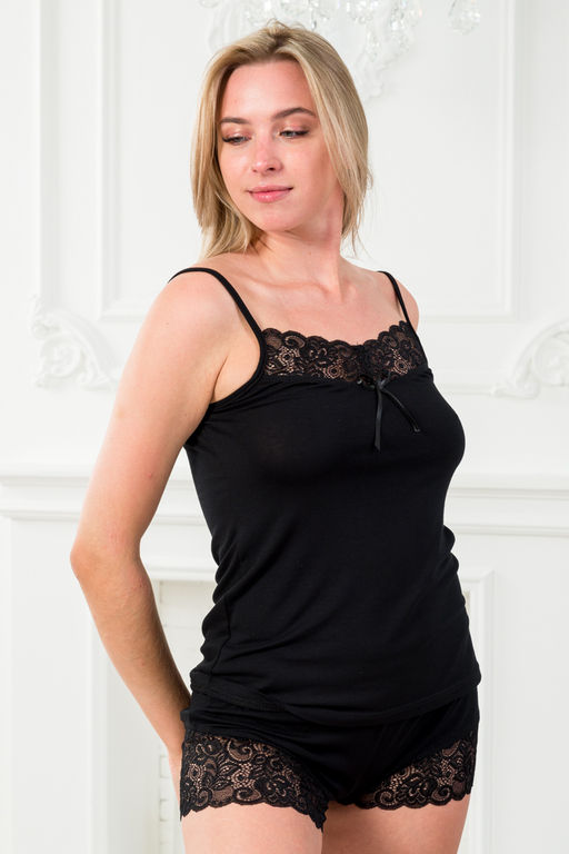 Пижама женская из топа и шорт из вискозы Николь черный - Амадэль фото 12