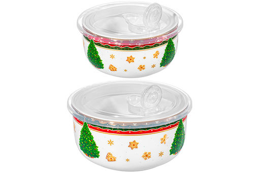 Набор 2 салатников 1 л 16*16*8,5 см + 500 мл 13,5*13,5*6,5 см Новогодняя ёлка NEW BONE CHINA - Elan gallery фото 9