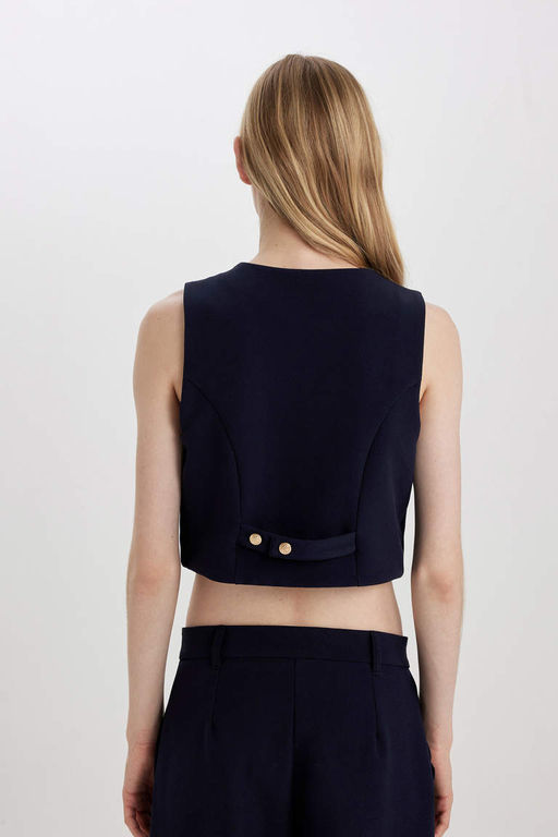 Укороченный пиджак с V-образным вырезом - Defacto фото 6