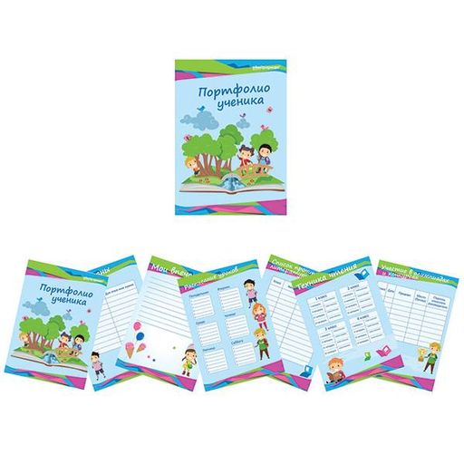 Листы-вкладыши для портфолио младших классов Schoolformat светло-голубая А4 30 л. универса...