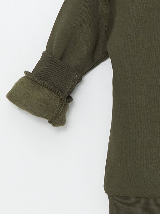 Bisiklet Yaka Kal?n Bask?l? K?z Bebek Sweatshirt