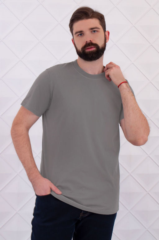 Арт. 61112/2 Футболка мужская однотонная 48-58 (6 шт) Цвет:серый - Идеал фото 3