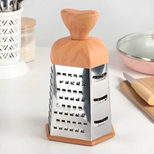 Тёрка шестигранная Доляна «Деревенька», 12×11×22 см, цвет коричневый