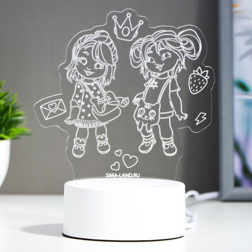 Светильник 3D RISALUX Подружки, LED-ночник, RGB, от сети  фото 4