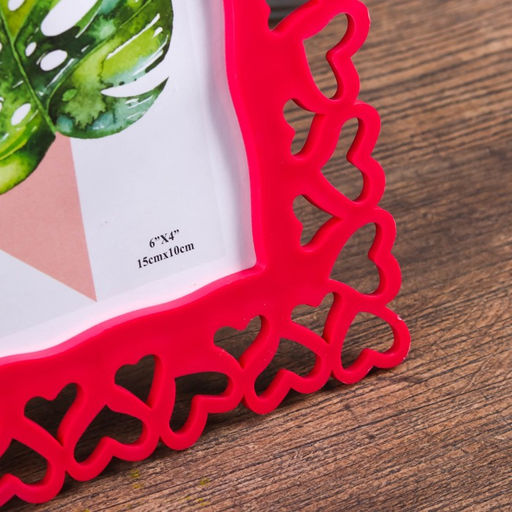 Фоторамка для фотографии 10×15 см «Сердца», пластик, малиновая, 20.8×16 см