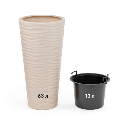 Кашпо Оазис 63л (со вставкой 13л) св.бежевый М8083*-* - Альтернатива фото 3
