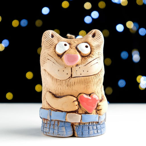 Колокольчик Котик с сердцем, керамика, микс - Simaland фото 2