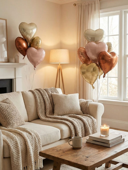 Цена за 2 шт. Воздушные шары фольгированные 17" "Сердце" цвет молочный сатин, набор 5 штук