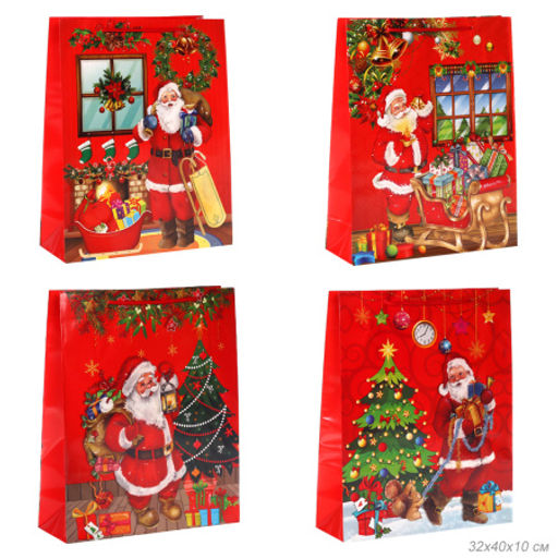 Цена за 12 шт. Пакет подарочный Новый год 32x40x10см / 447L /уп 12/840/микс/128г/м2