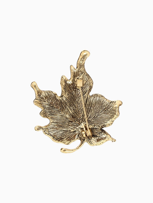 Брошь «Лист», кленовый, коричневая в чернёном золоте