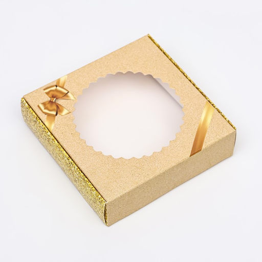 Цена за 2 шт. Коробка сборная с окном, «Золотой бант», 11.5×11.5×3 см