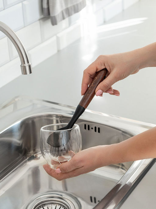 Щётка для мытья посуды 22x4,5x7 коричневый бук, ПП, ПЭТ