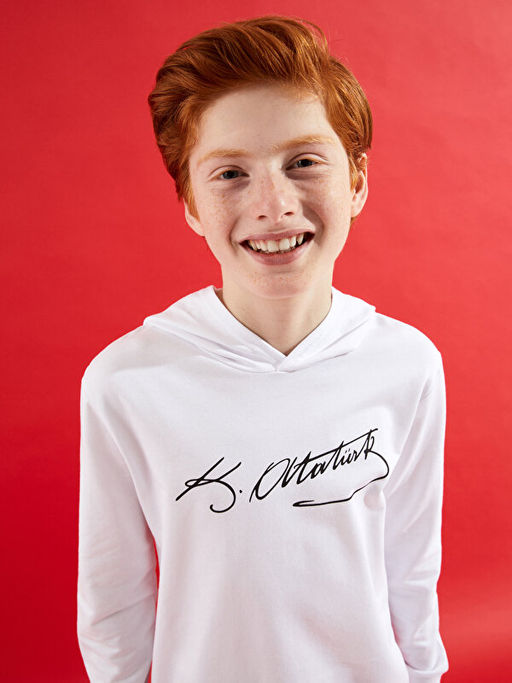 Atat?rk ?mza Bask?l? Erkek ?ocuk Sweatshirt