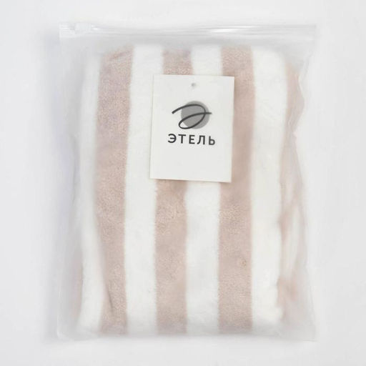 Чалма для сушки волос Этель Полоски, цв.бежевый, 65*25 см, 100% п/э  фото 5