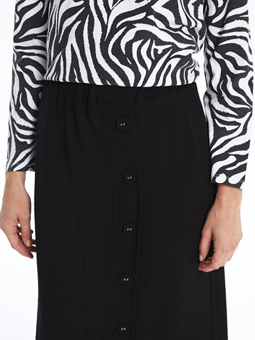 Beli Lastikli Keten G?r?n?ml? Kad?n Etek