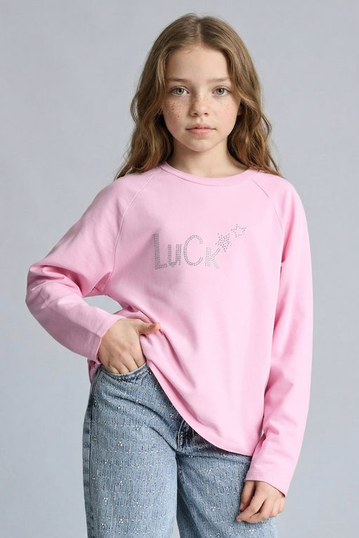 Oversize Geni_ Kal_p Bisiklet Yaka Ta_l_ Sweatshirt K_z _ocuk - Defacto фото 3