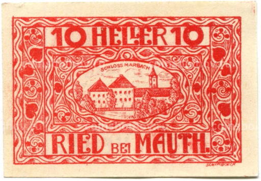 10 геллеров 1920 года Австрия Рид-бай-Маутхаузен (нотгельд)