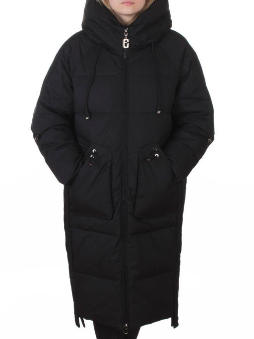 6615 BLACK Пальто зимнее женское (200 гр. холлофайбер)