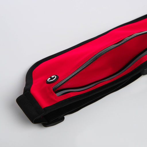 Сумка поясная на молнии, светоотражающие элементы, цвет красный - Simaland фото 5
