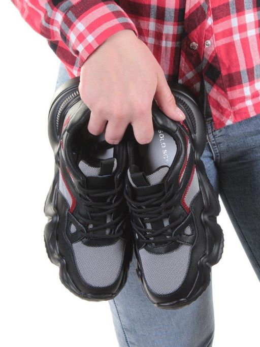 05-DHJ03-1 BLACK Кроссовки женские (нат.кожа, нат.замша, текстиль) - Фабричный китай фото 5