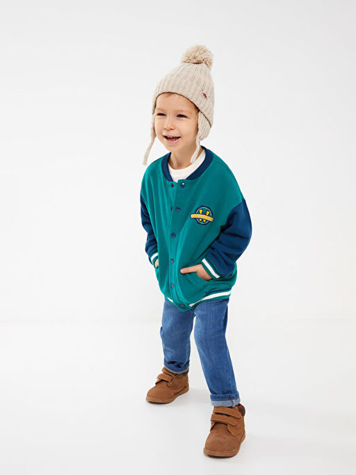 Kolej Yaka Uzun Kollu Erkek Bebek Bomber Ceket - Waikiki фото 3