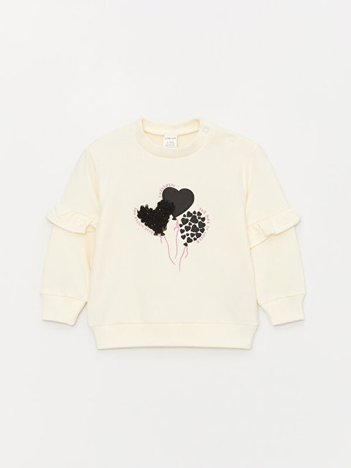 Bisiklet Yaka Uzun Kollu Bask?l? K?z Bebek Sweatshirt ve Pantolon 2li Tak?m - Waikiki фото 2