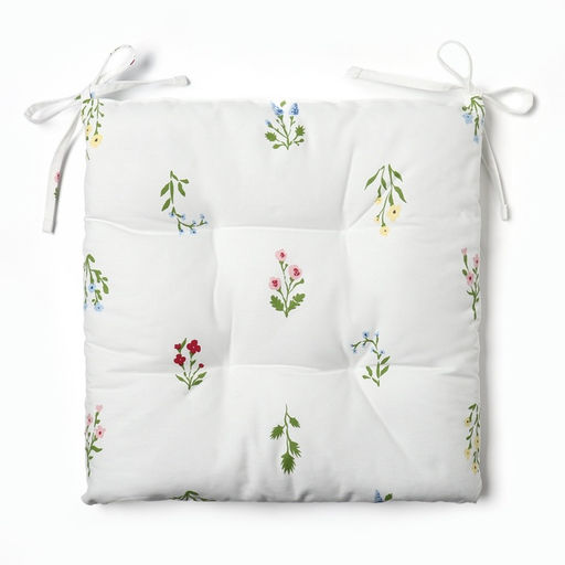 Подушка на стул Этель. Цветочек, 42?42?7 см, белая