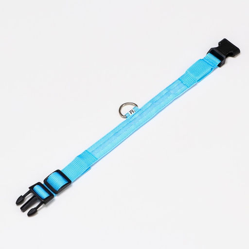 Ошейник с подсветкой, зарядка от USB, размер M, ОШ 37-46 см, 3 режима, голубой - Пижон фото 4