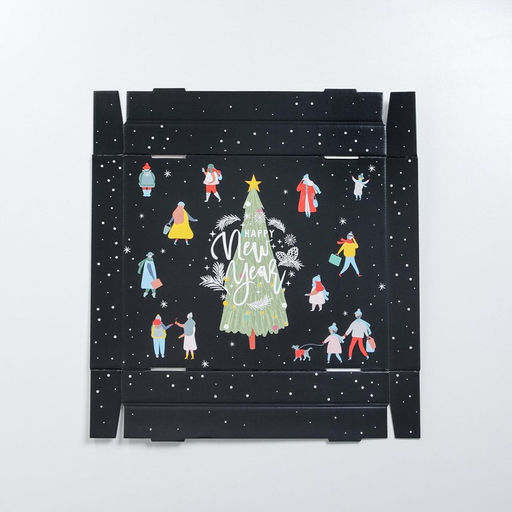 Коробка подарочная новогодняя складная Happy new year, 31×25.5×16 см, Новый год
