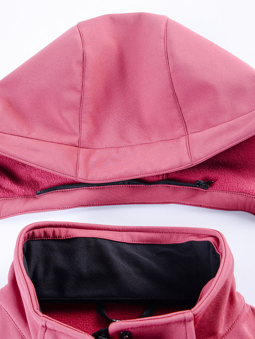 Ветровка спортивная женская с капюшоном softshell розового цвета 9566R - Mtforce фото 5