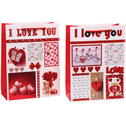 Пакет подарочный "I LOVE YOU!" 18*24*8,5 см, микс