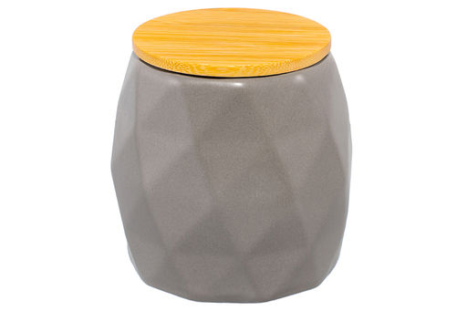 Банка д/хранения 550 мл 10,5*10,5*10,5 см Серая+ бамбук. крышка с силик. упл. - Elan gallery фото 4