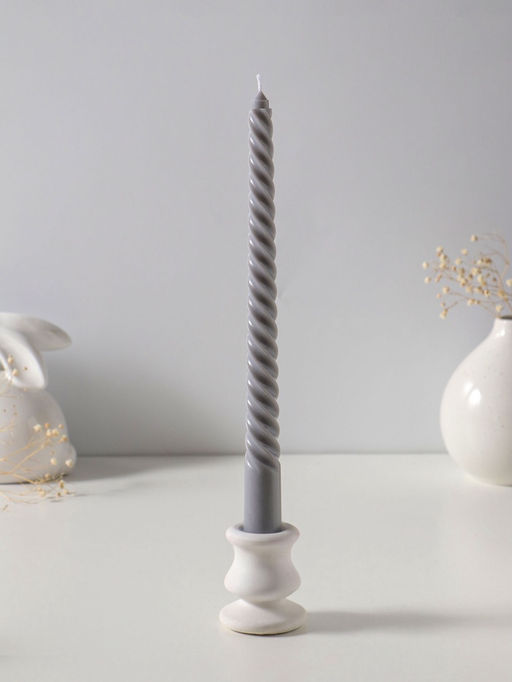 Цена за 2 шт. Свеча витая 25 см (набор 2 шт) 57 гр, 5 ч, цв. серый