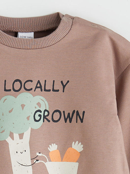 Bask?l? Erkek Bebek Sweatshirt ve E?ofman Alt 2li