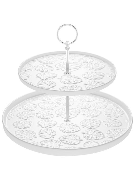 Блюдо-этажерка 2-х ярусная 28*28*24 см "Тропики" с бортиком, фарфор