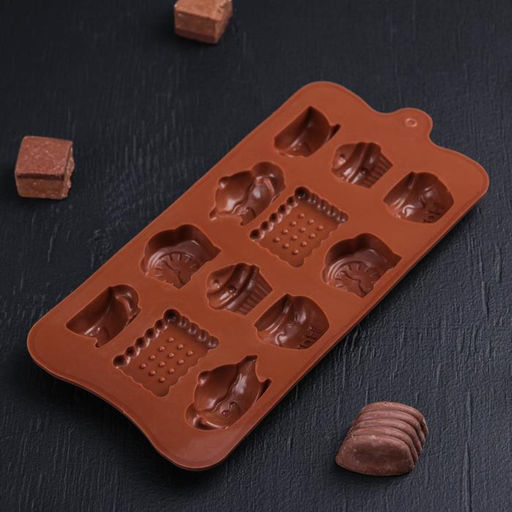 Форма силиконовая для украшений Доляна Чаепитие, 22,5?10,5?2 см, 12 ячеек  фото 3