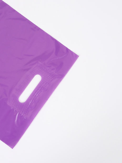 Цена за 50 шт. Пакет полиэтиленовый с вырубной ручкой, фиолетовый 30×40 см, 50 мкм