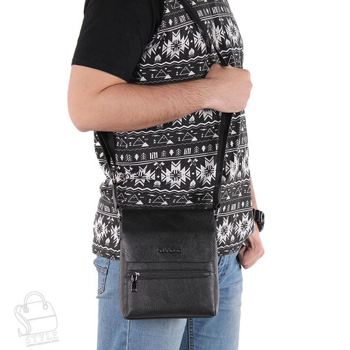 Сумка мужская кожаная 1934-3H black Heanbag в Новосибирске